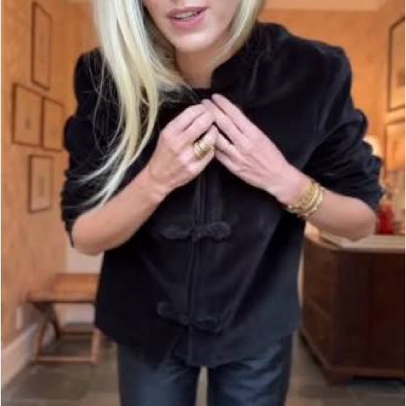 Julia Amory Jackets & Blazers - Julia Amory Black Mandarin Velvet Jacket